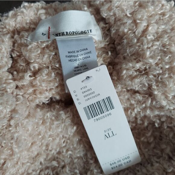 NEW Anthropologie Ivory Fluffy Crochet Beanie - Picture 4 of 4